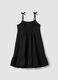 Black pure cotton dress with thin straps_1