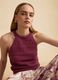 Purple knitted cotton-blend tank top_0