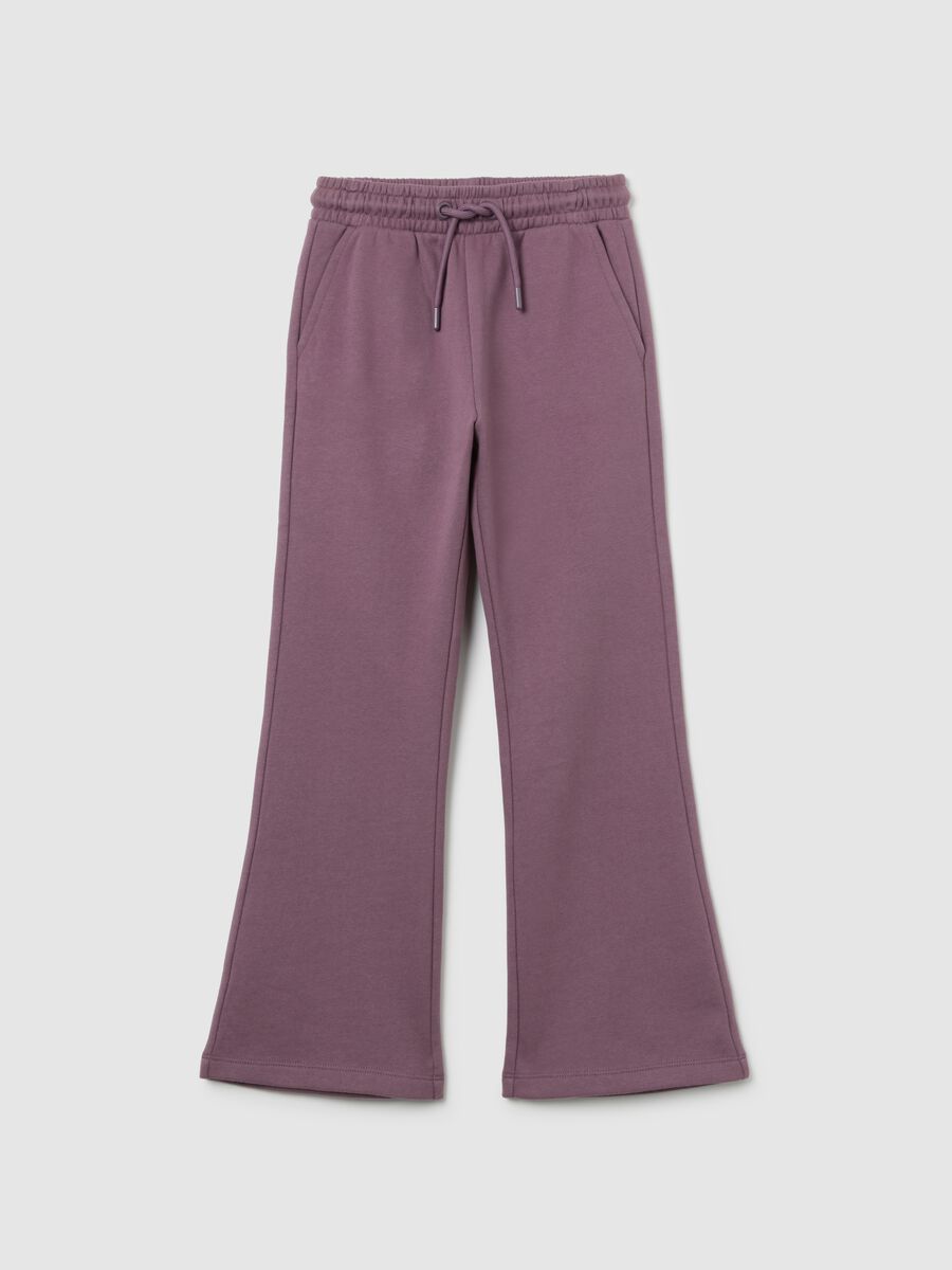 Pantaloni jogger viola da bambina in puro cotone regular fit_0