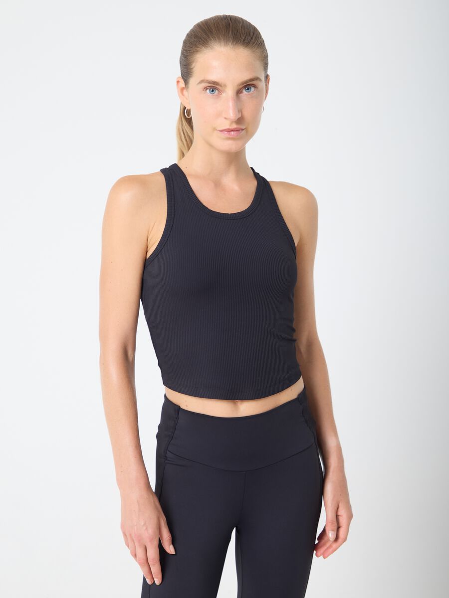 Ribbed Technical Fabric Crop Tank Top ALTAVIA STUDIO_1