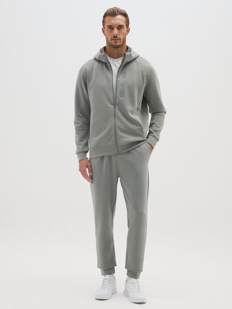 Regular fit grey hoodie with zip_1