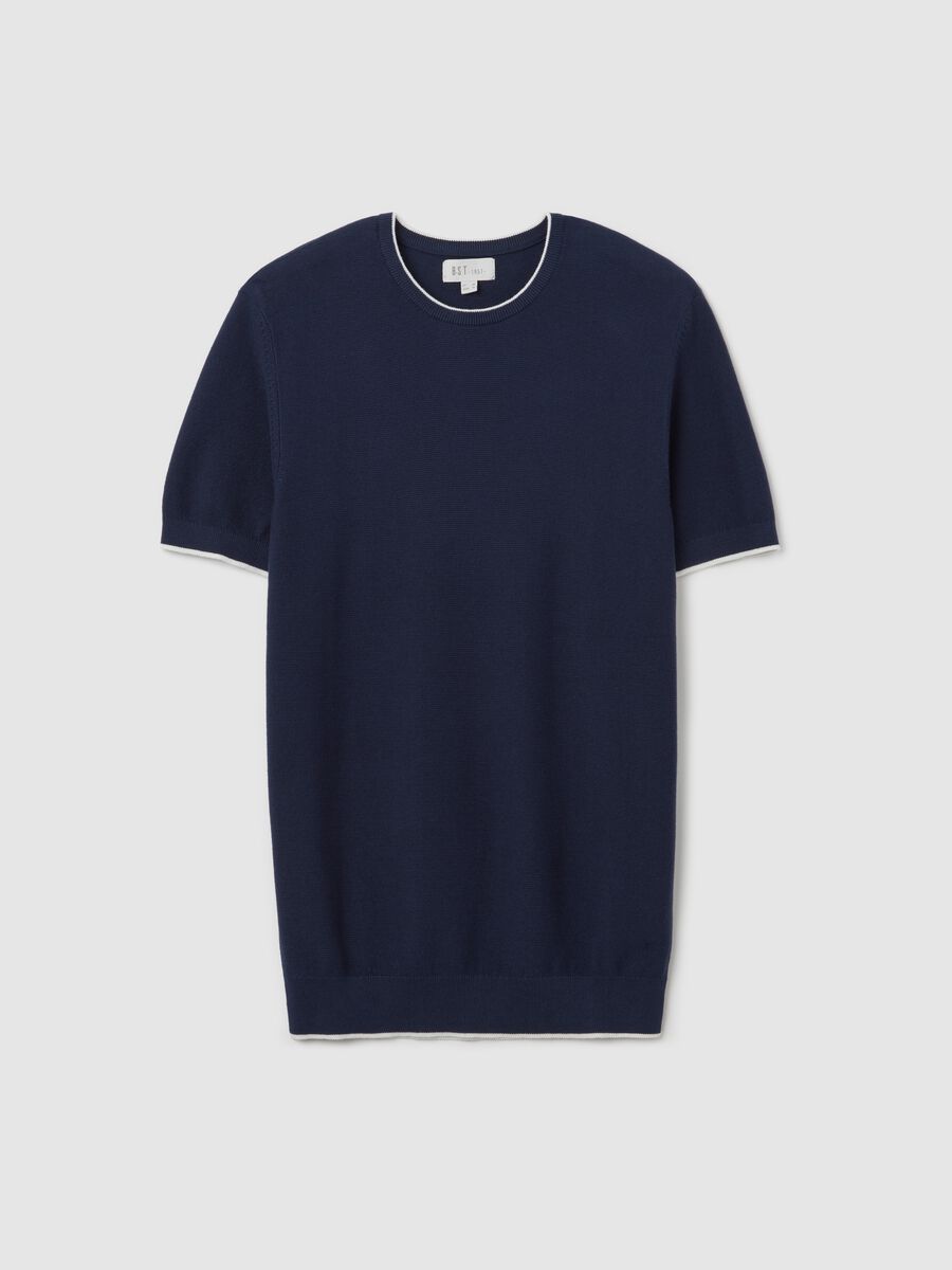 Blue Cotton Short Sleeve T-Shirt_4