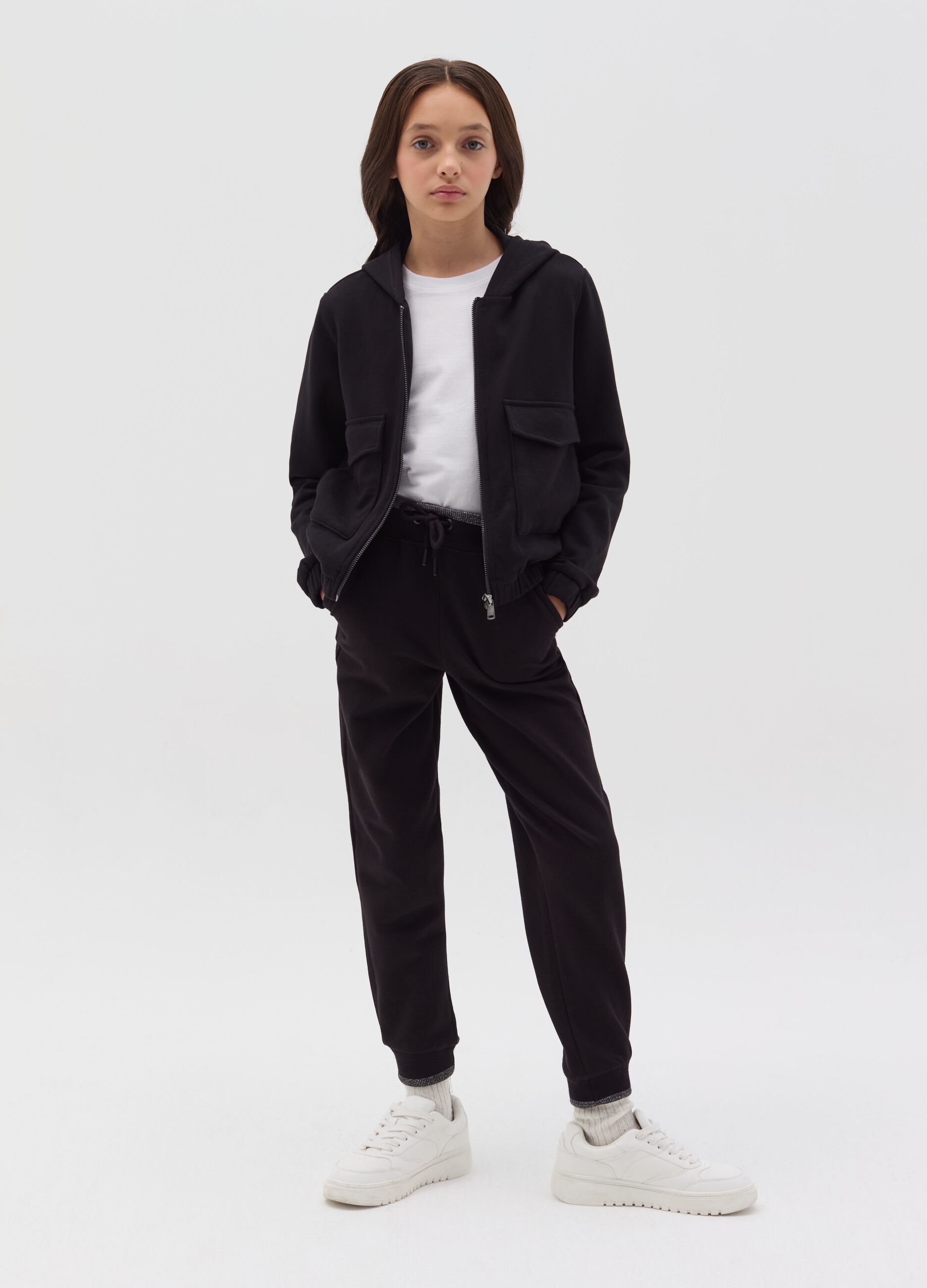 Joggers with drawstring and lurex