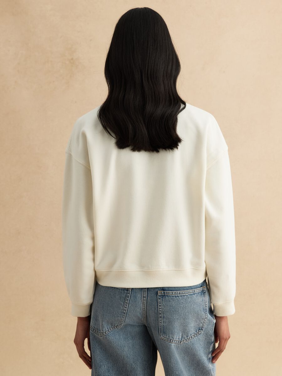 Beige regular fit cotton blend sweatshirt with print_3