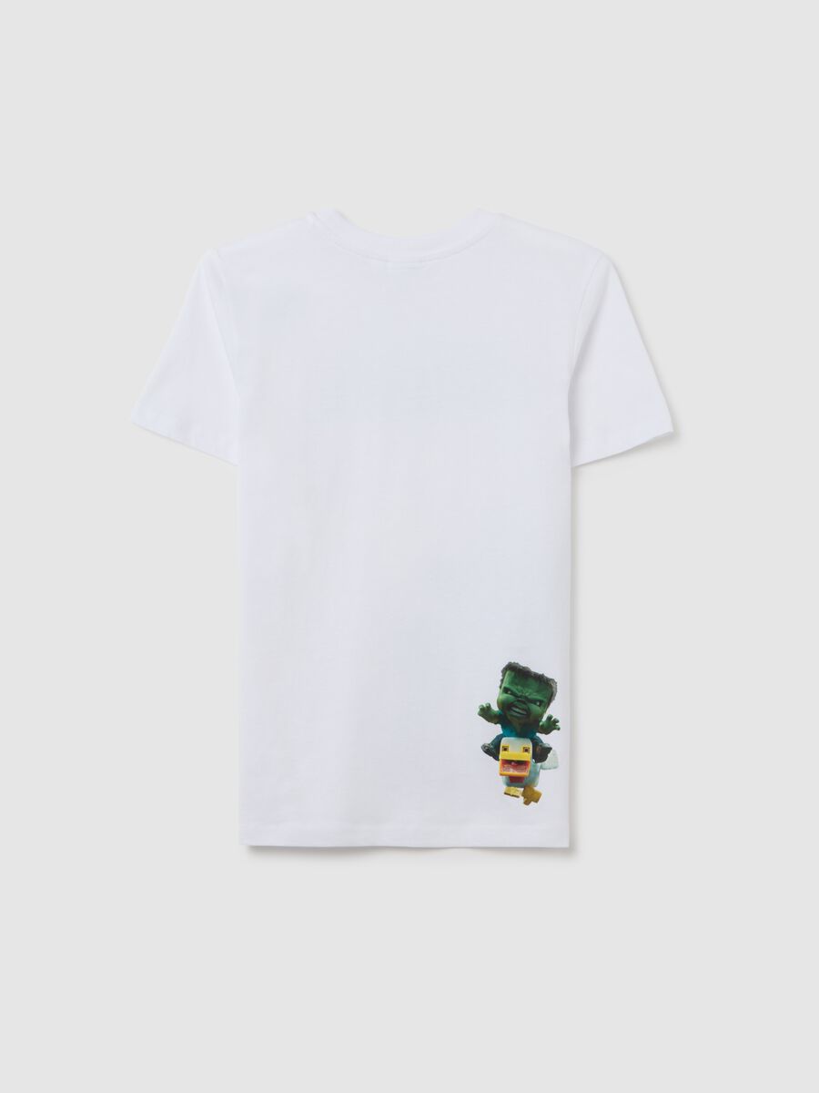 T-shirt da ragazzo in puro cotone bianca over fit con stampa Minecraft_4