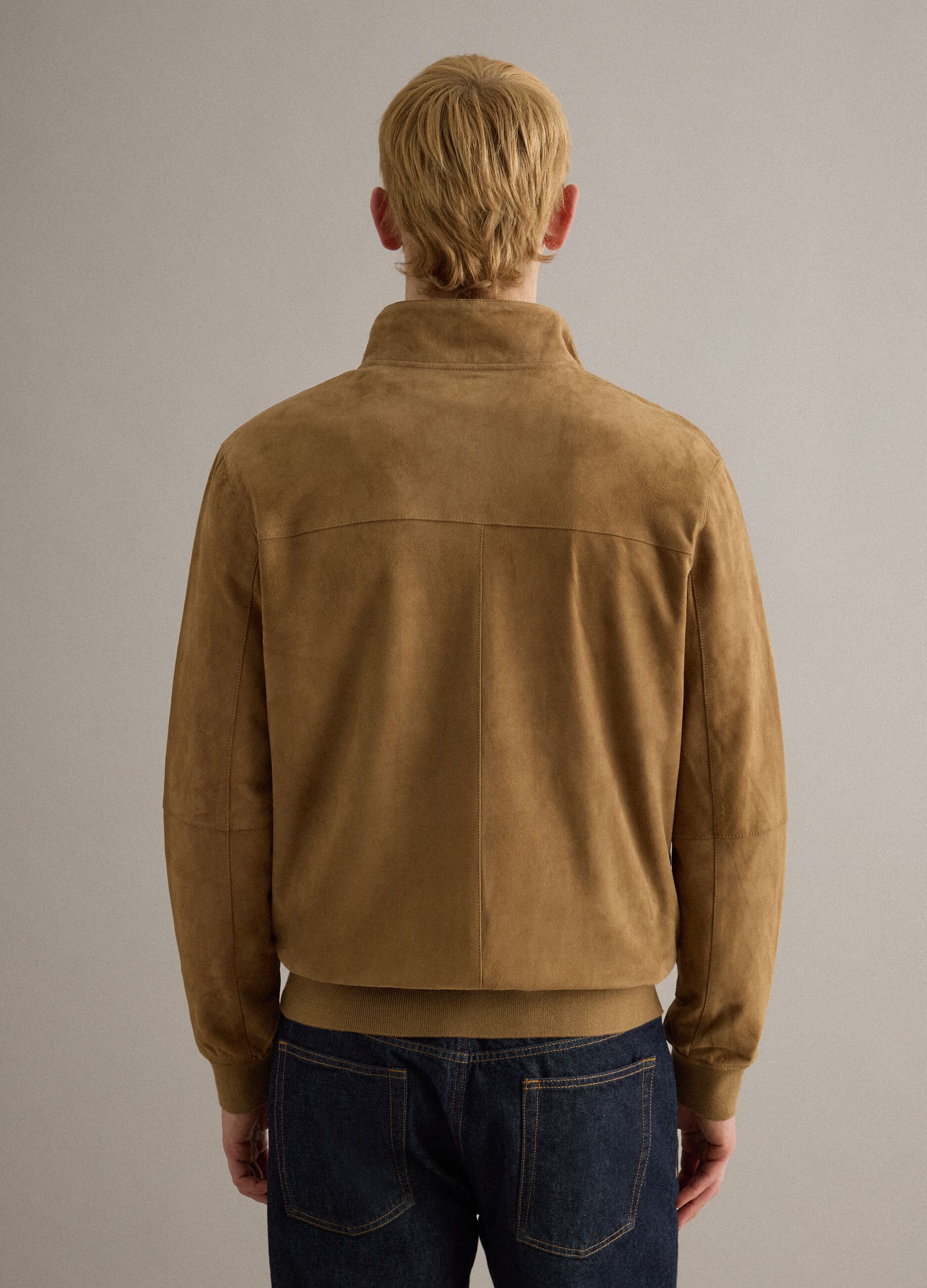 Giacca in vera pelle beige regular fit con zip