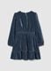 Blue velour girl's dress regular fit with ruffles_1