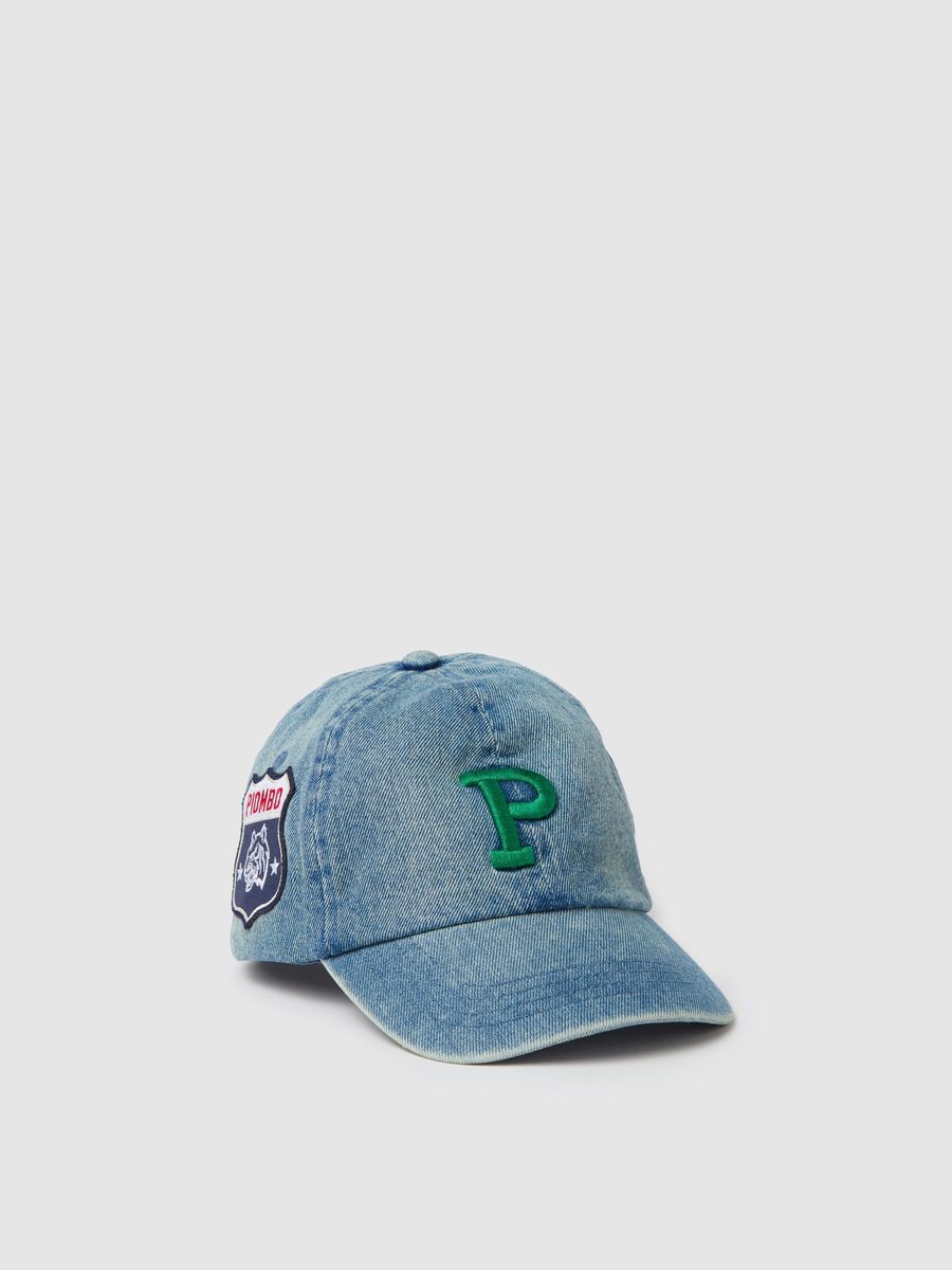 Denim baseball cap with logo embroidery_0