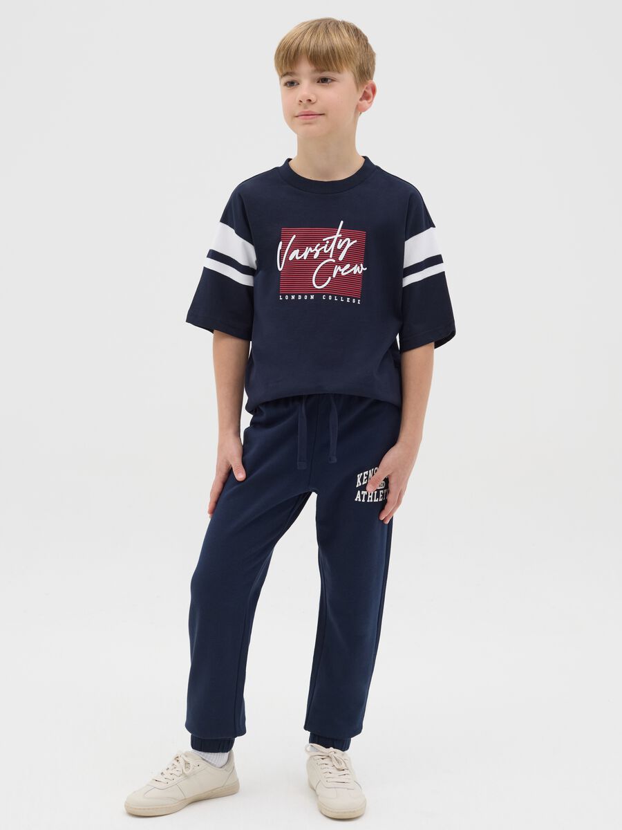Fleece joggers with drawstring and print_1