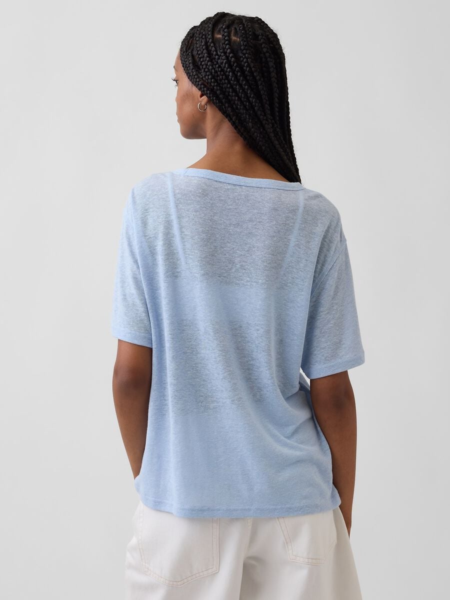 T-shirt a maniche corte in misto lino_1