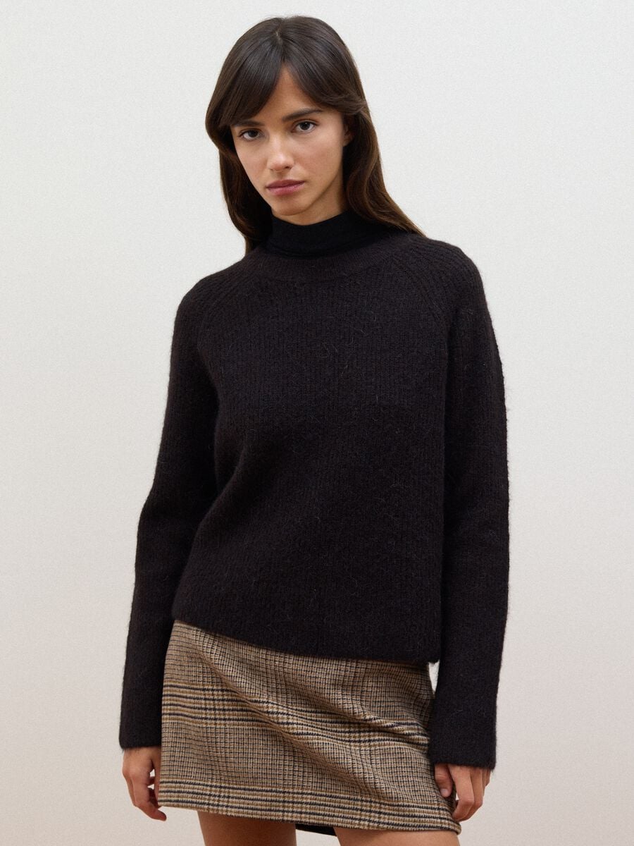 Brown crew-neck wool and alpaca-blend jumper, regular fit_1