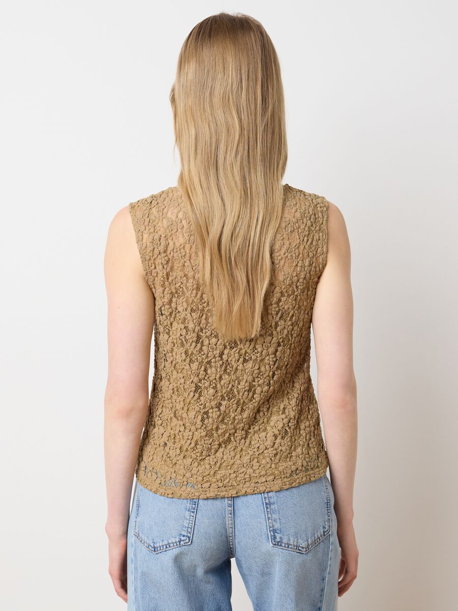 Fitted Beige Lace Women's Top_3