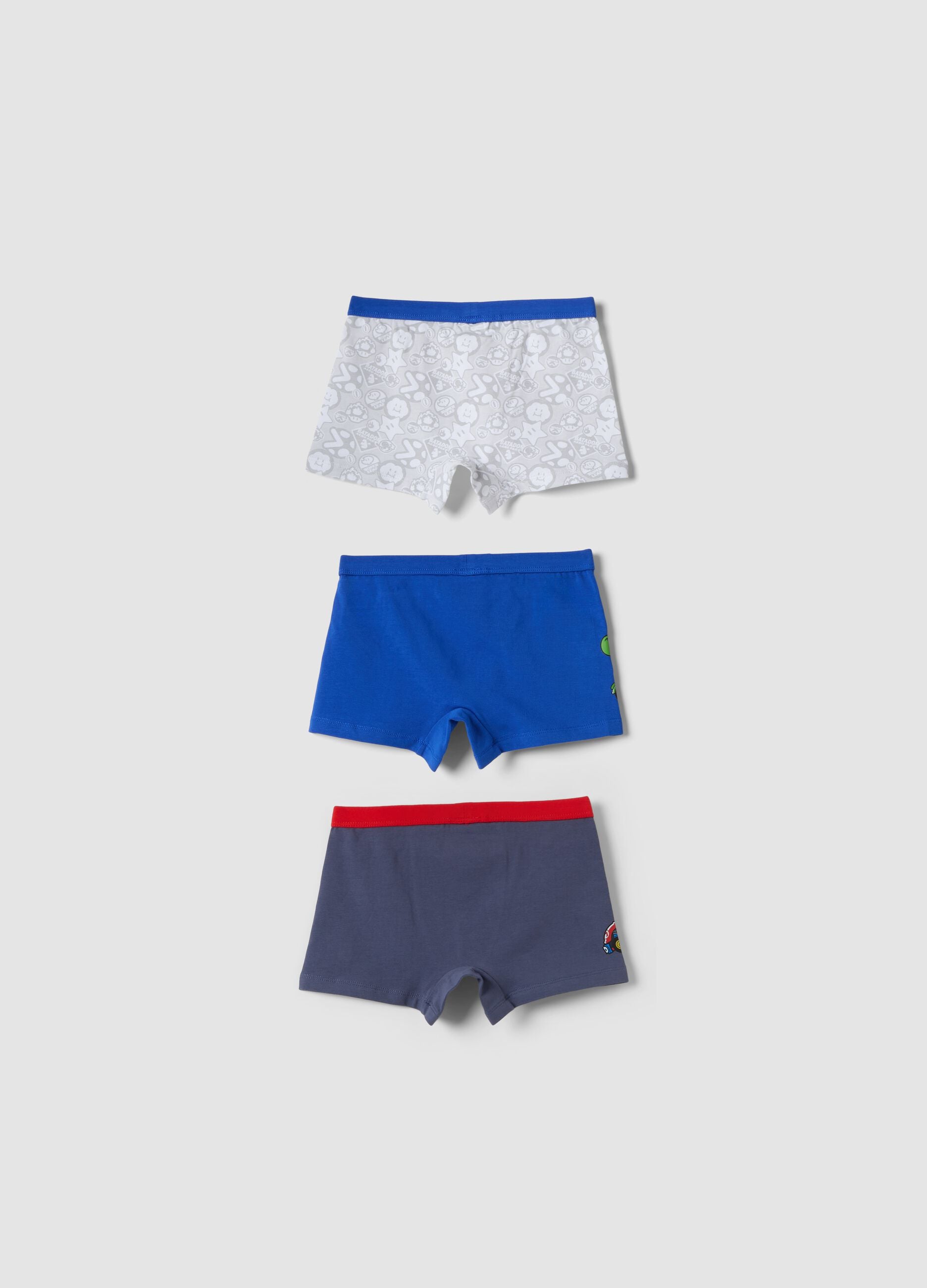 3-pack of Mario Kart print midi boxer shorts in stretch organic cotton