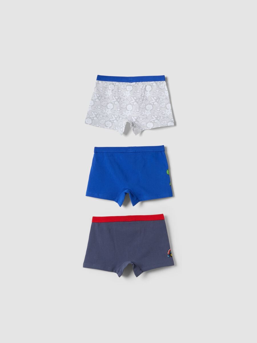 Tripack di boxer midi in cotone organico elasticizzato con stampa Mario Kart_1