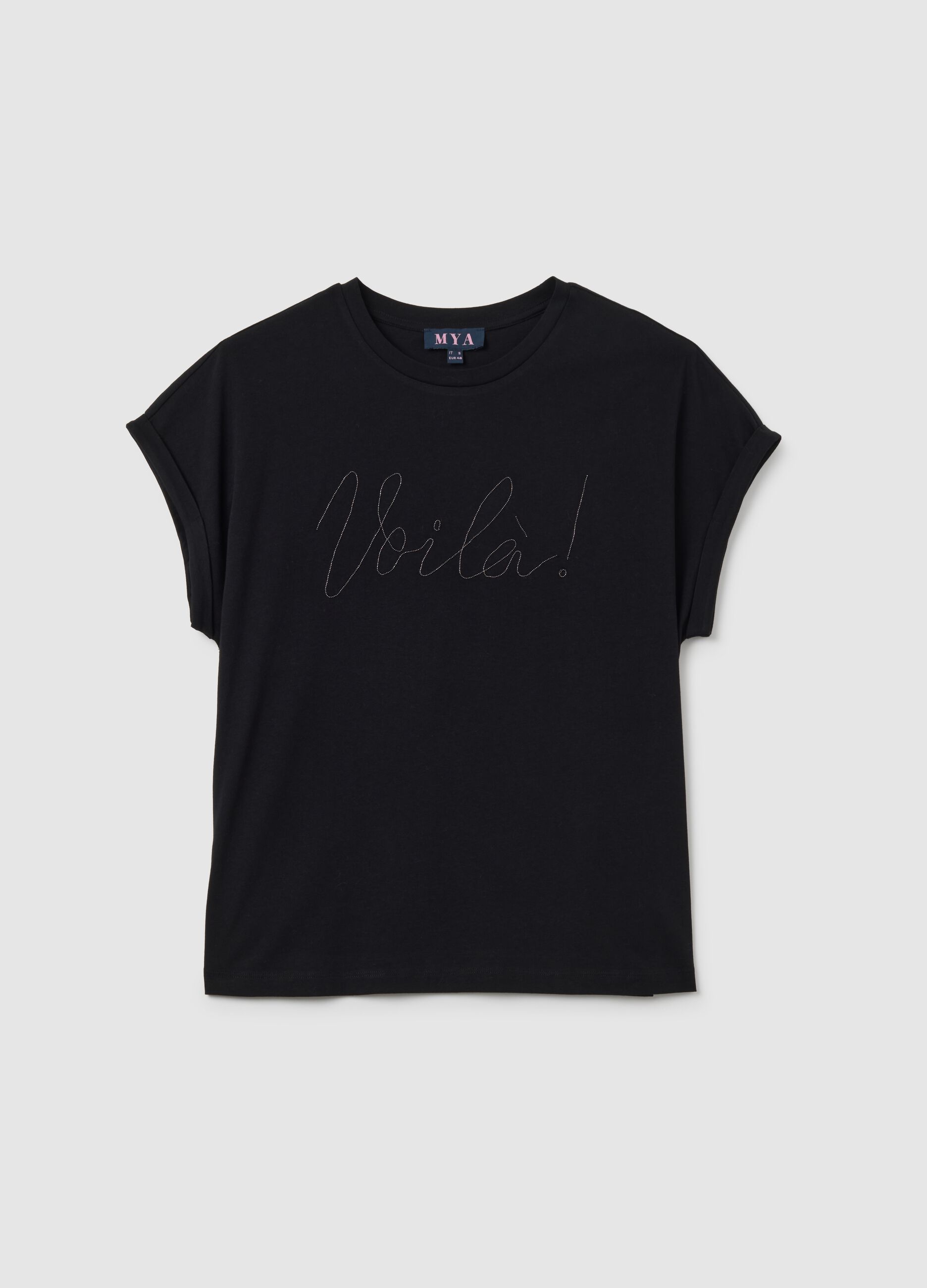 Black pure cotton regular fit T-shirt