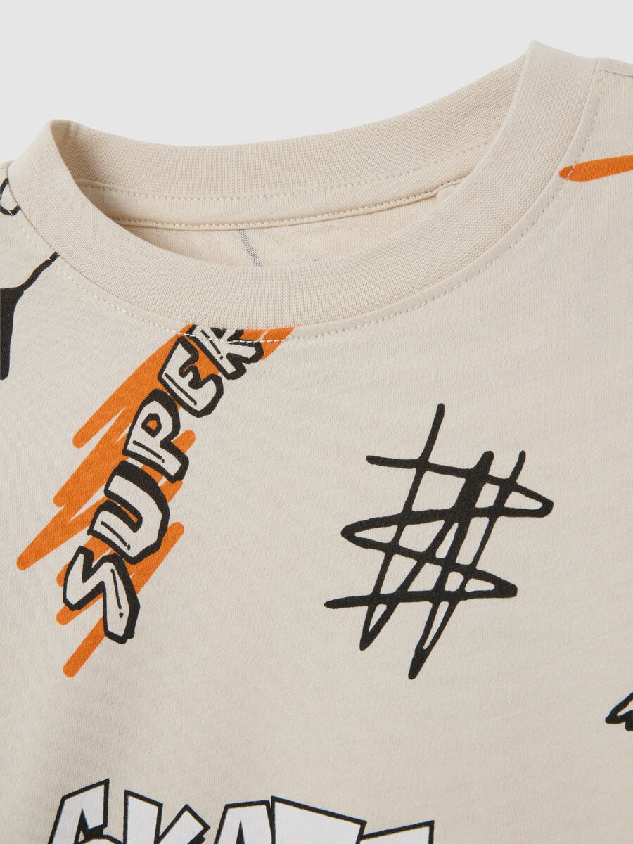 Children's beige pure cotton regular fit T-shirt_2