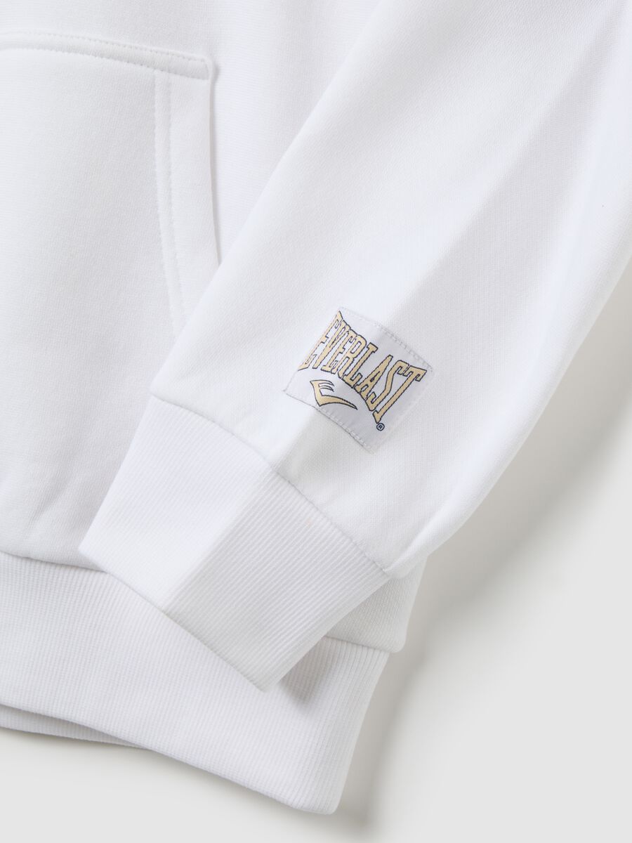 Felpa in misto cotone bianco con cappuccio e logo_1