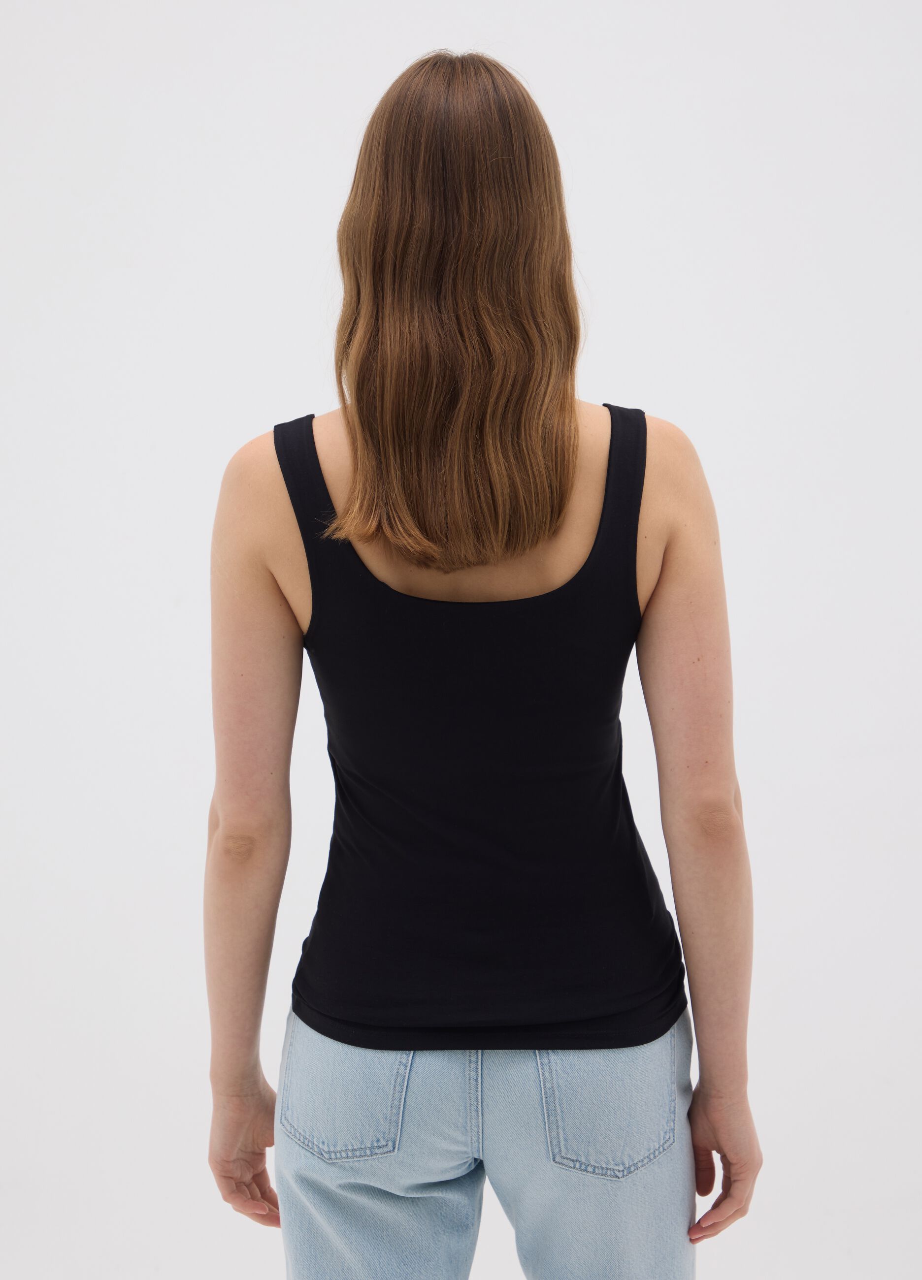 Women's black stretch cotton top