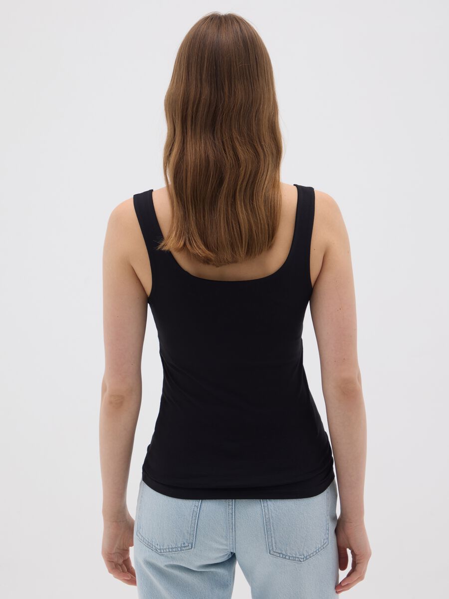 Top da donna in cotone elasticizzato nero_2