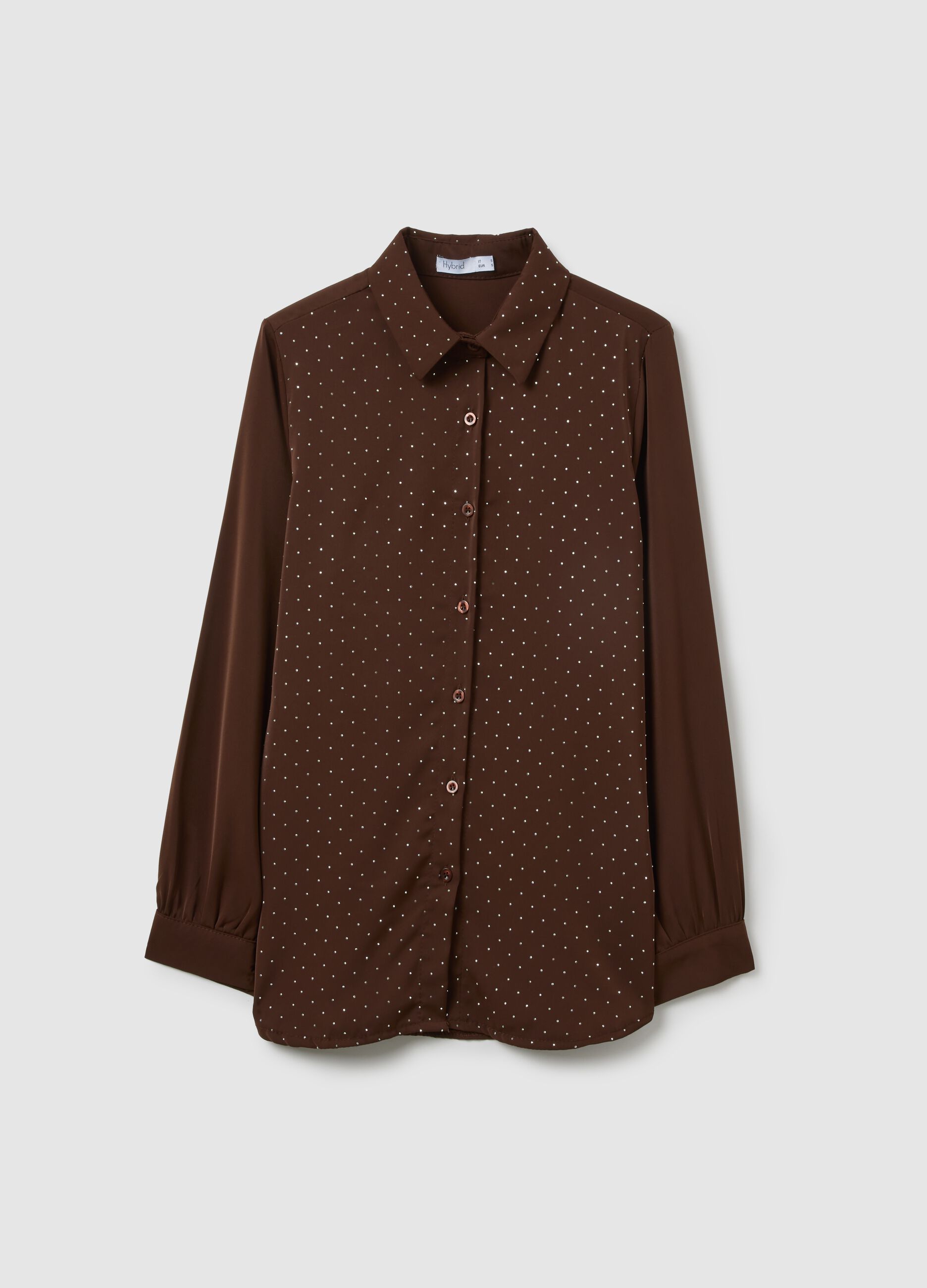 Brown regular fit shirt with glitter