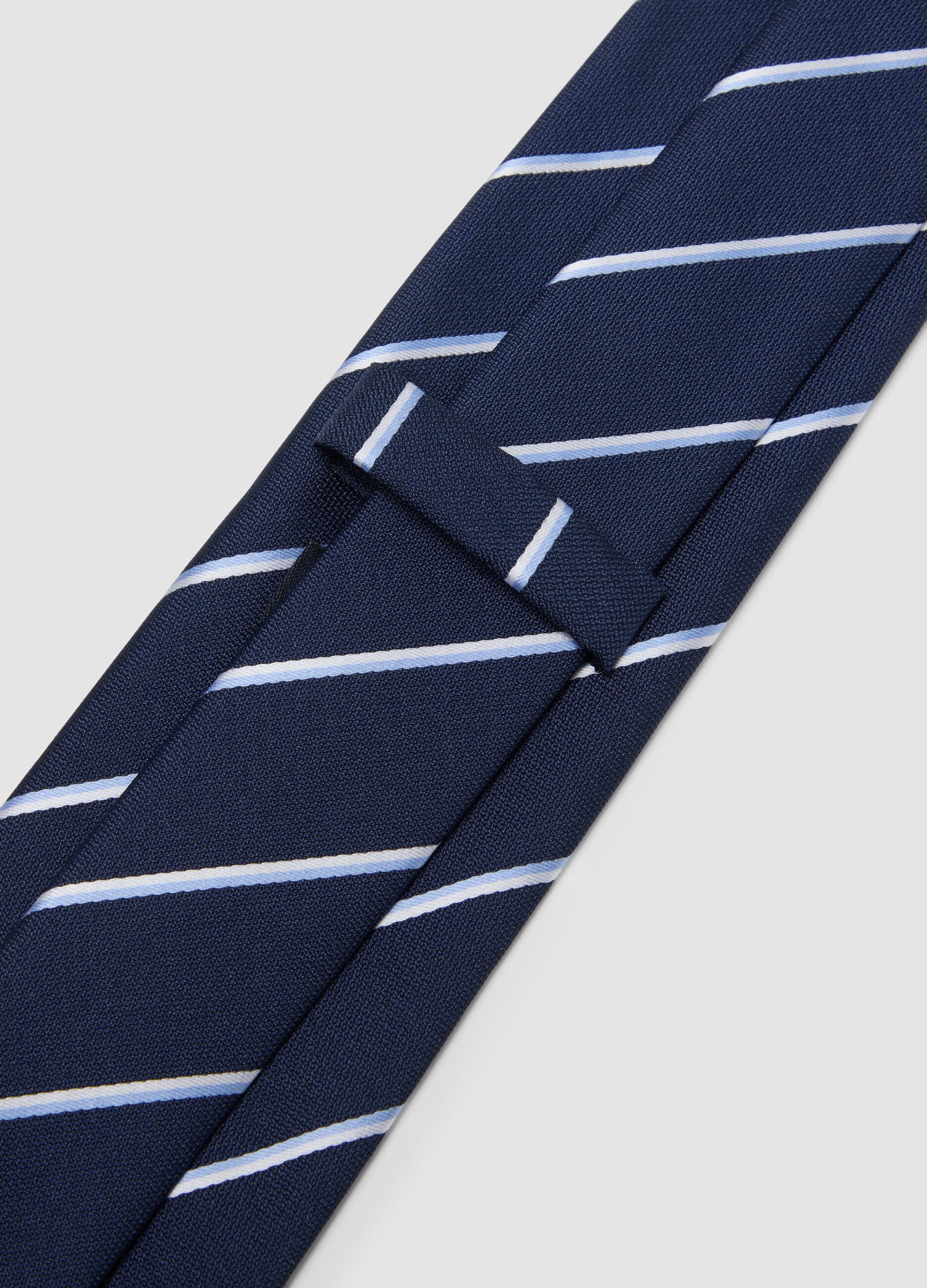 Blue striped tie, 7.5 cm blade