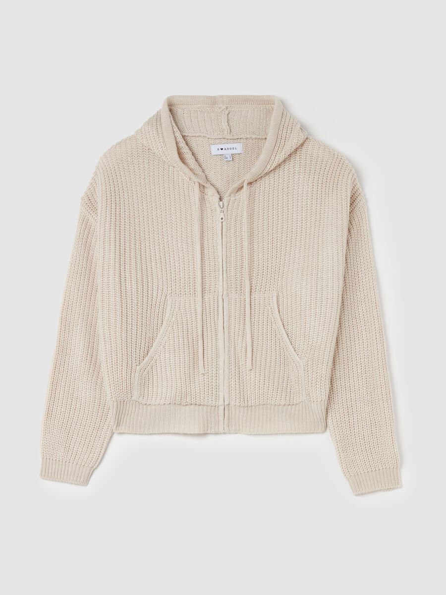 Cardigan crop con cappuccio e zip_4