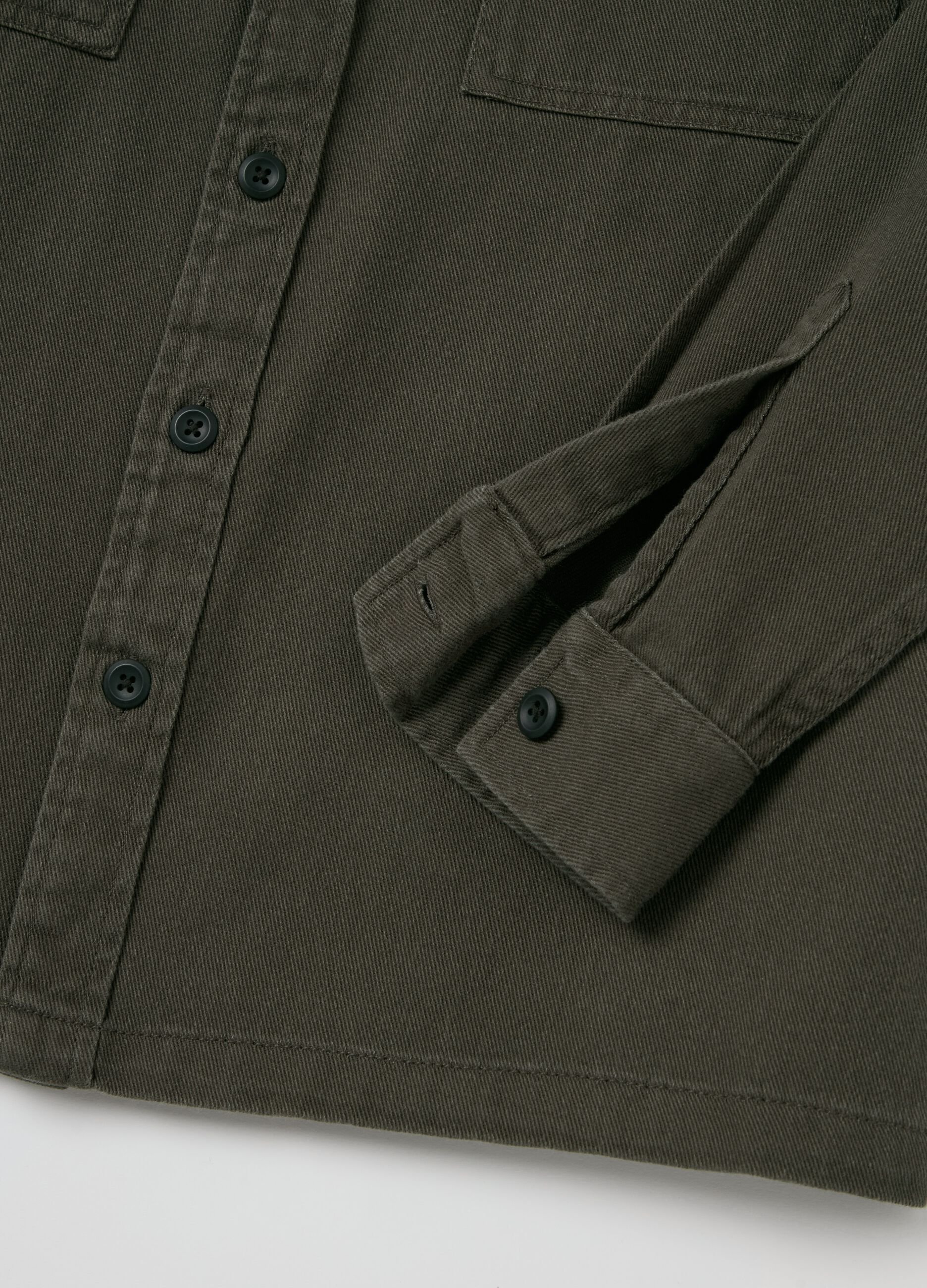 Twill shacket with pockets