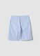 Shorts azzurri a righe in puro cotone_1
