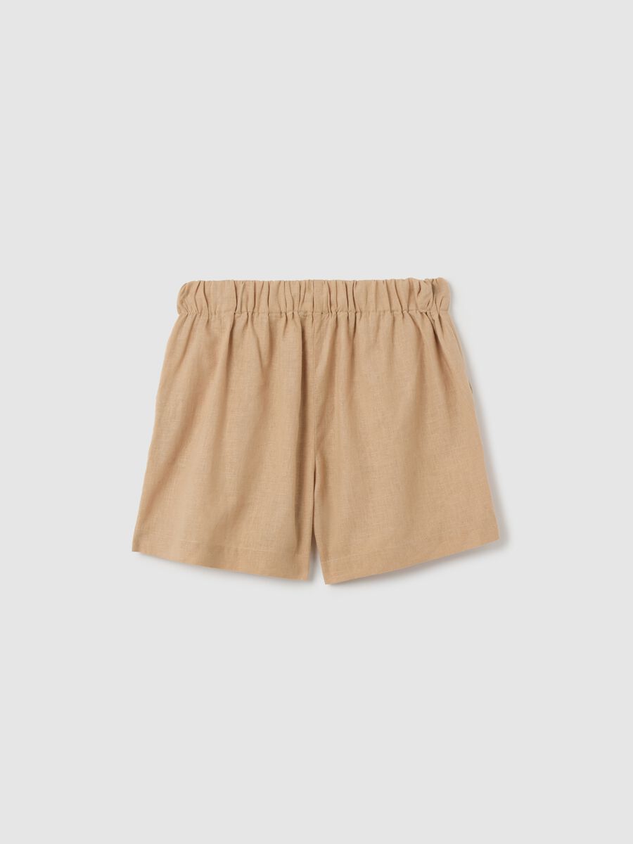 Regular fit beige linen shorts for girls_4