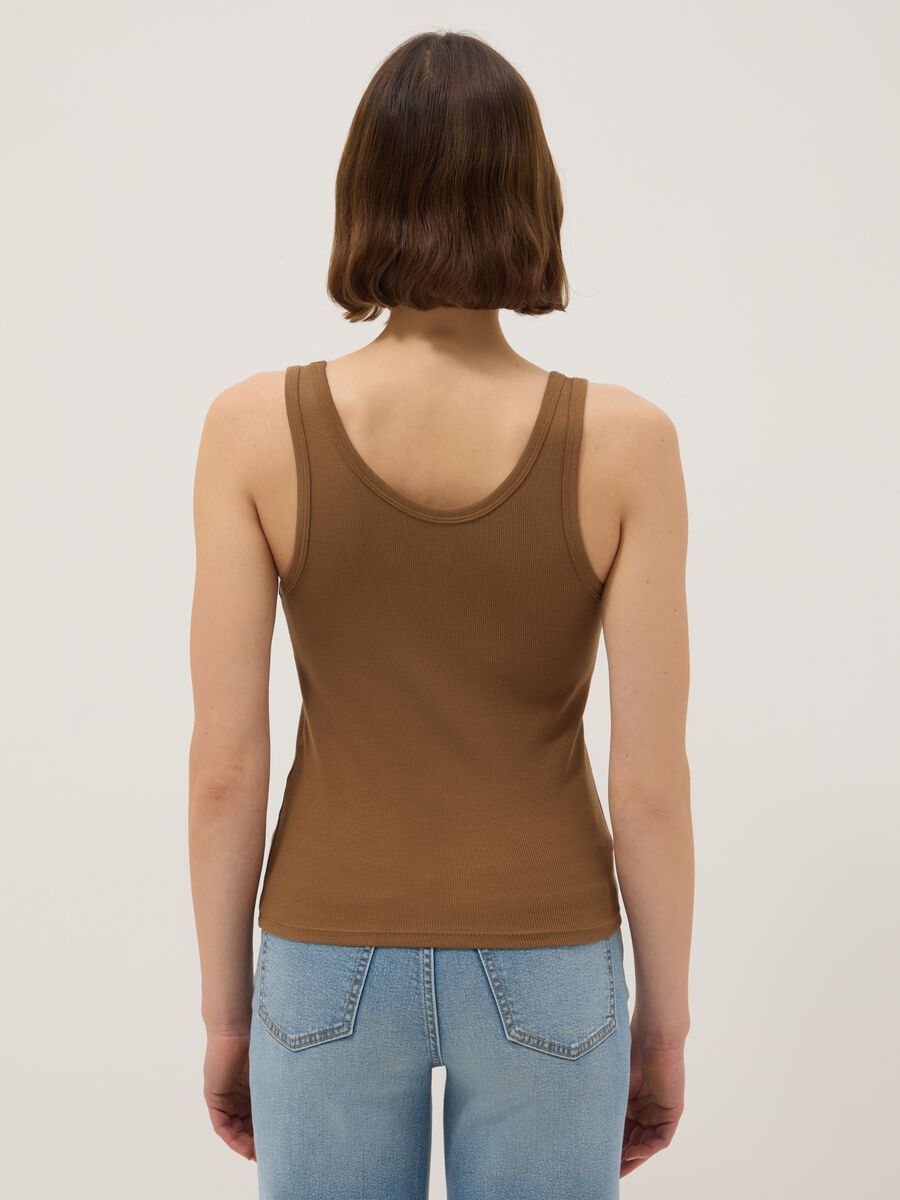 Canotta in cotone elasticizzato marrone regular fit_2