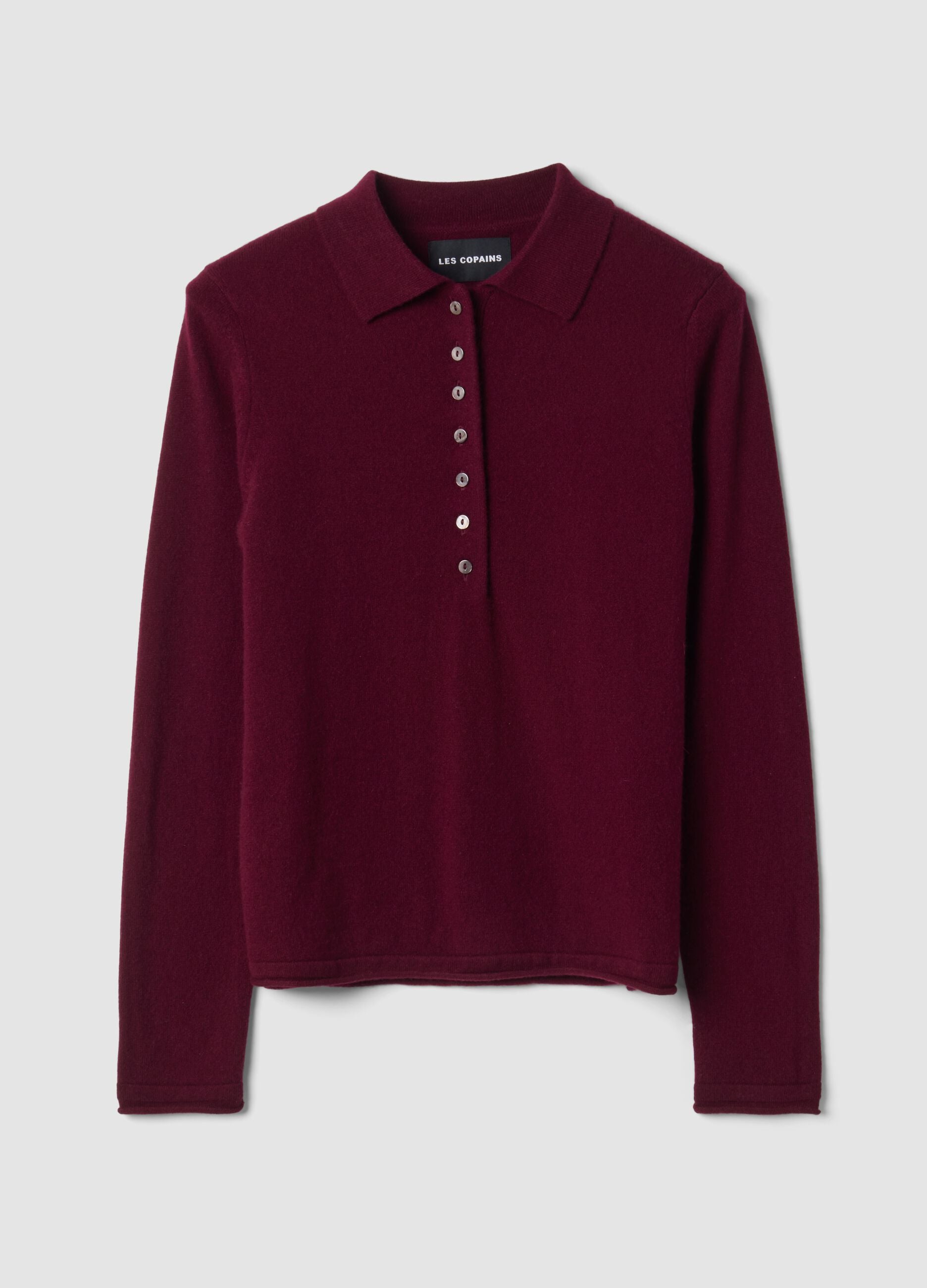 Red pure cashmere polo-collar jumper, regular fit