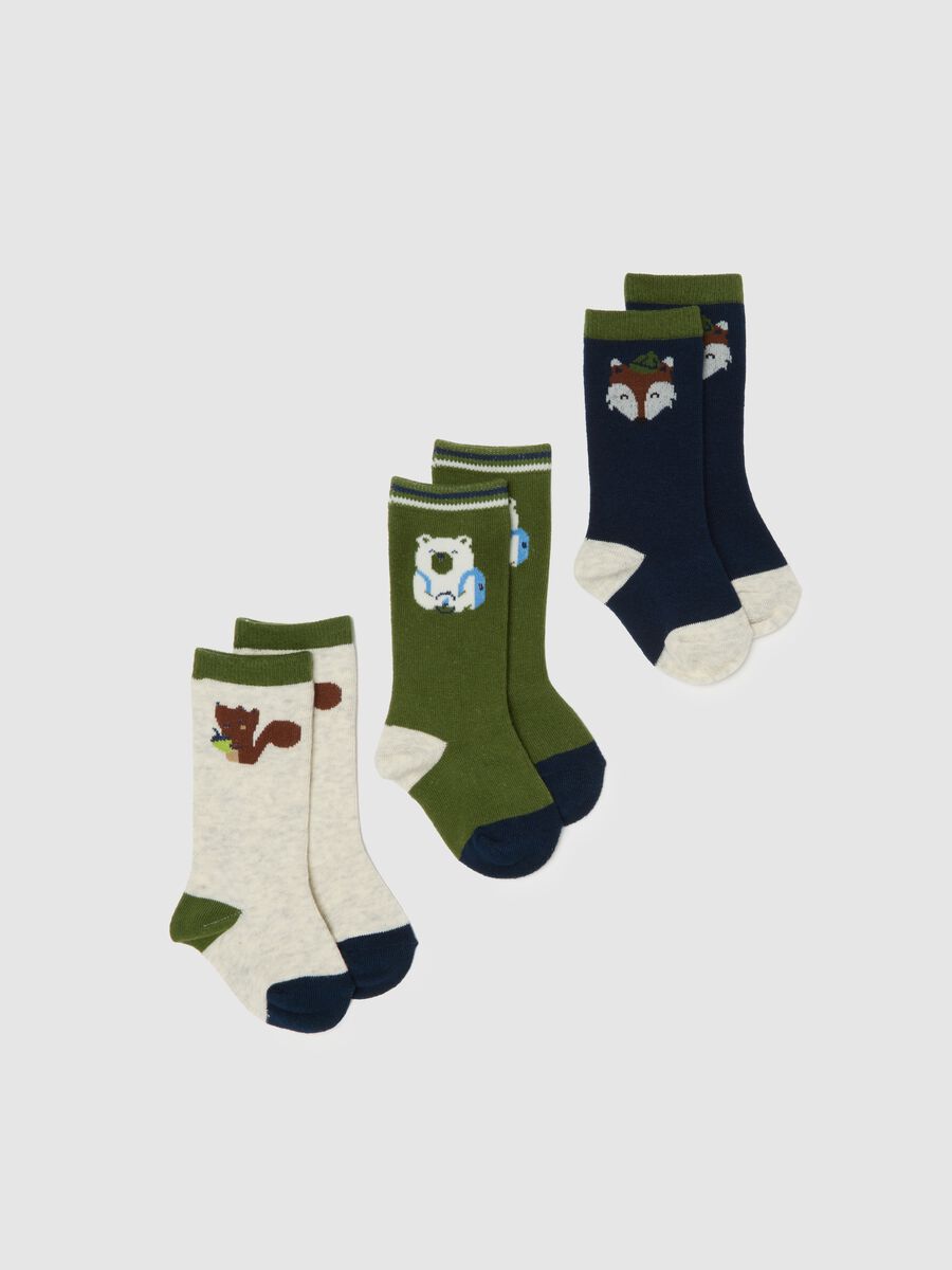 Multicolour cotton blend baby long socks tripack_0