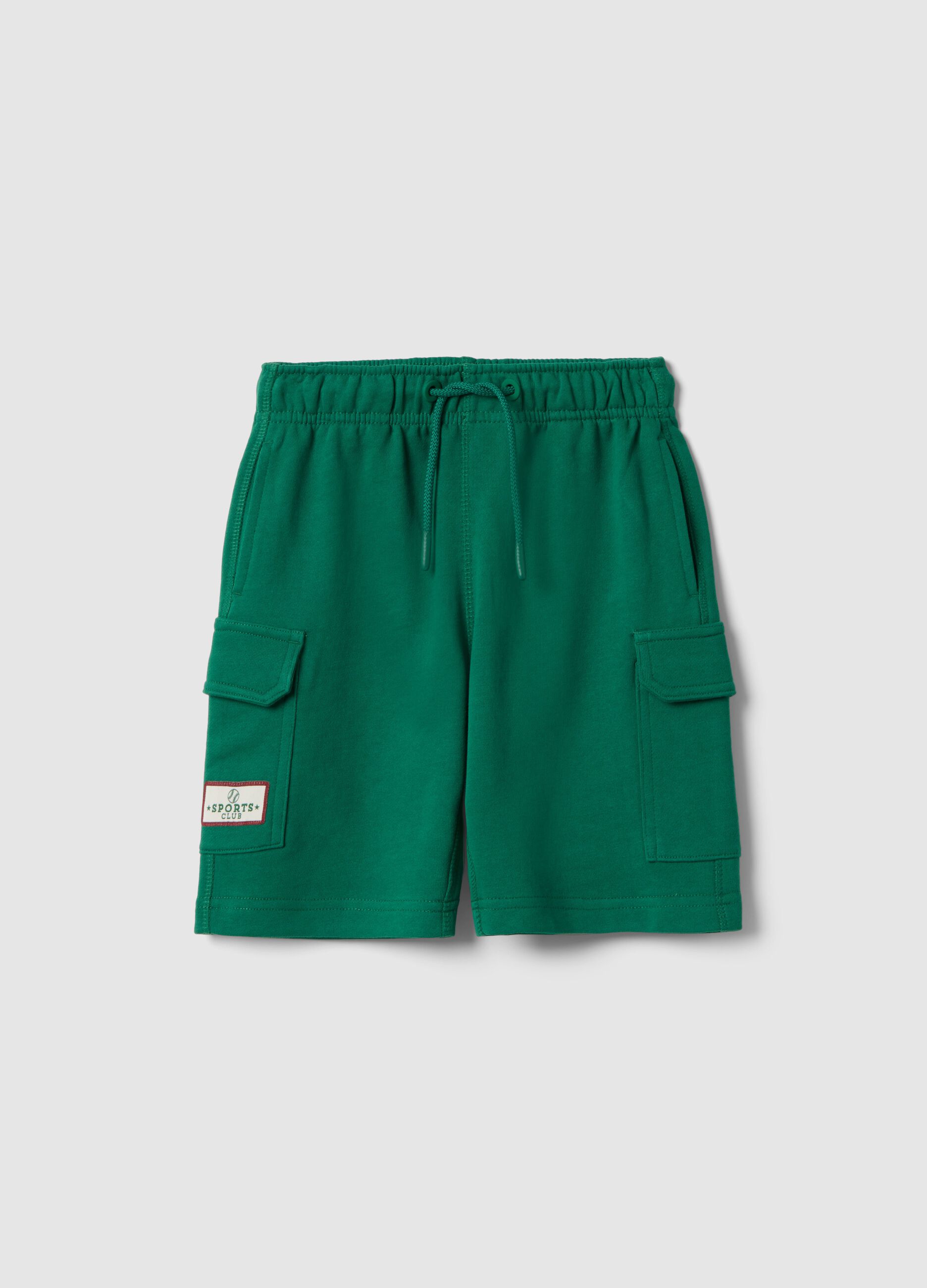 Green shorts in pure cotton