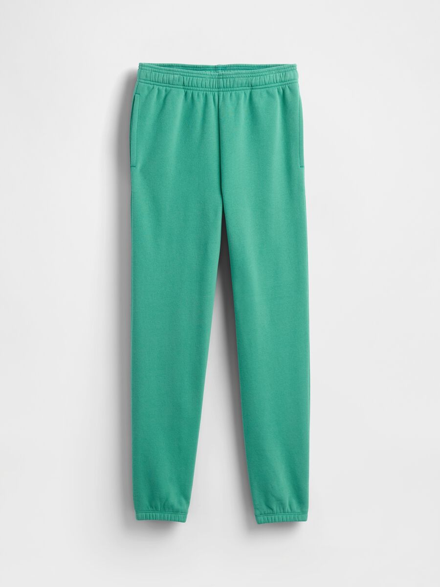 Green cotton blend trousers_3