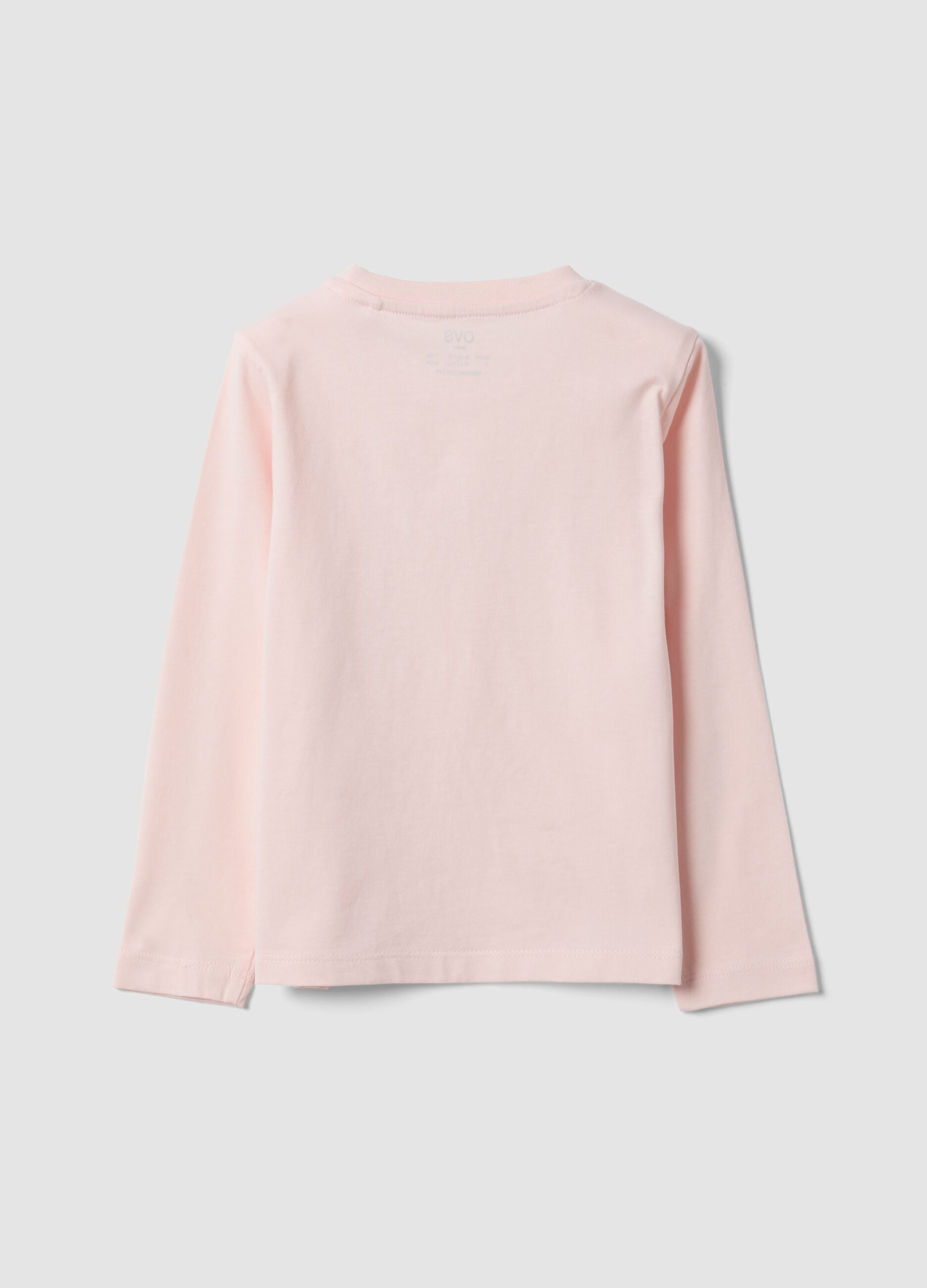 Pink pure organic cotton T-shirt with bow print for girls