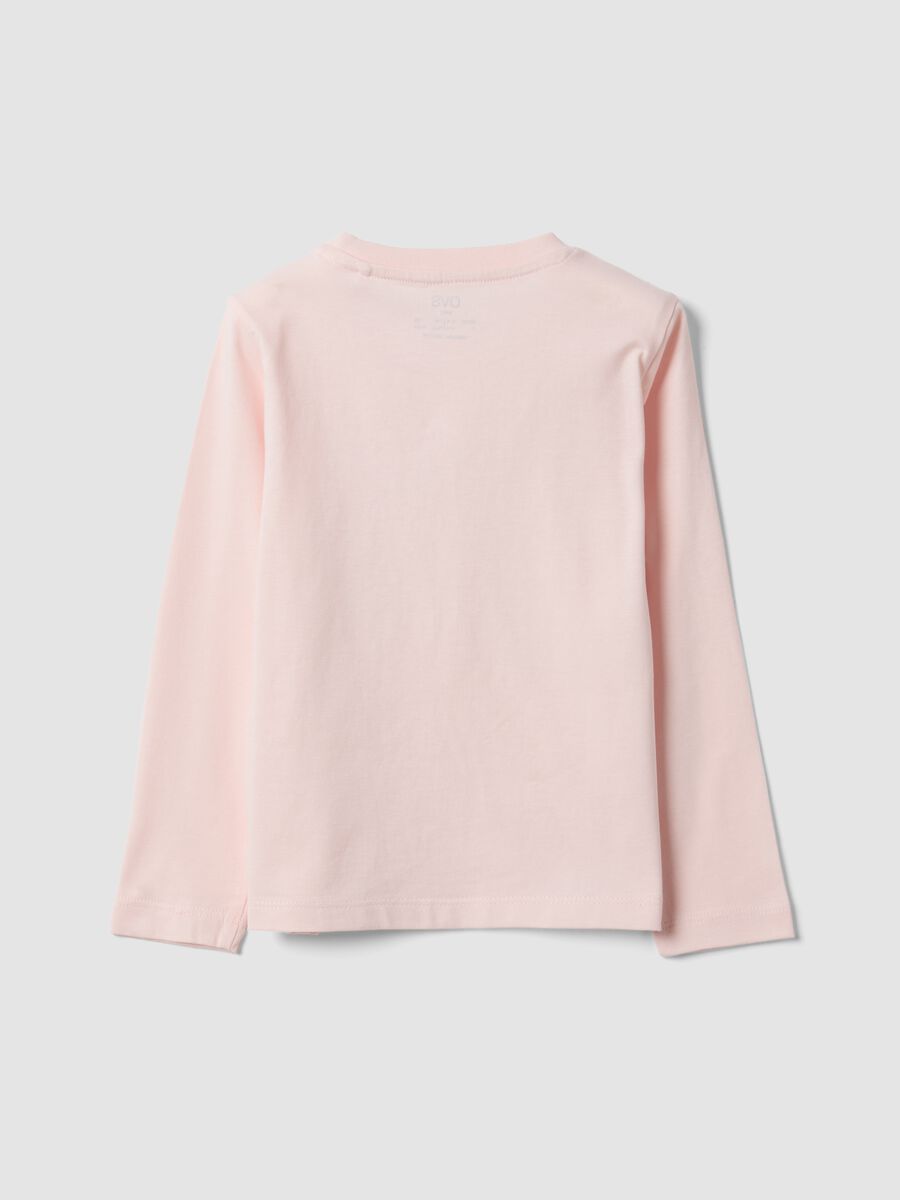 Pink pure organic cotton T-shirt with bow print for girls_1