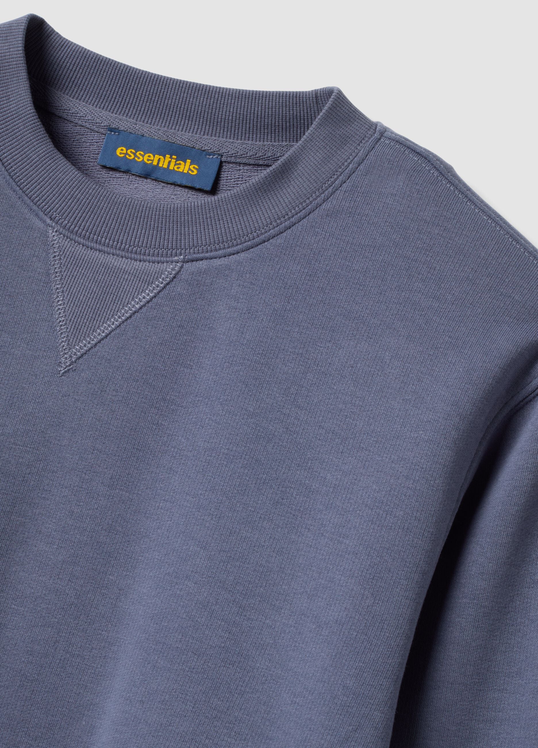 Grey crew-neck cotton-blend sweatshirt, regular fit
