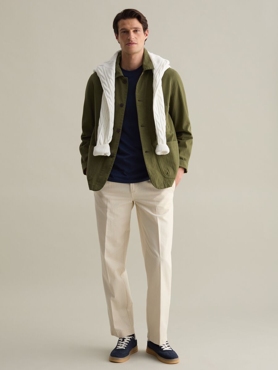 Striped shacket with herringbone motif_1
