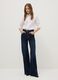 Blue Stretch Cotton Wide Leg Jeans_0