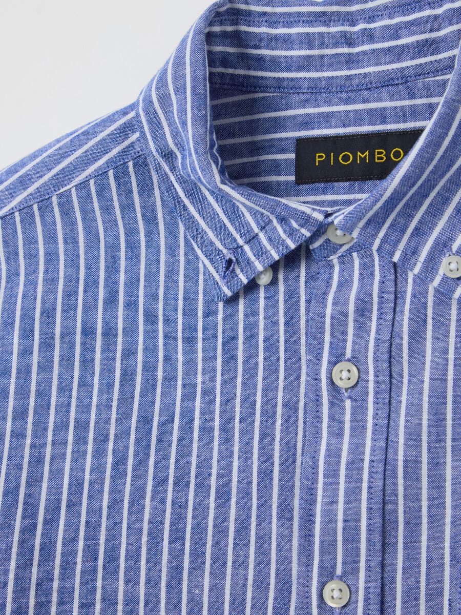 Striped regular-fit shirt in cotton and linen_5