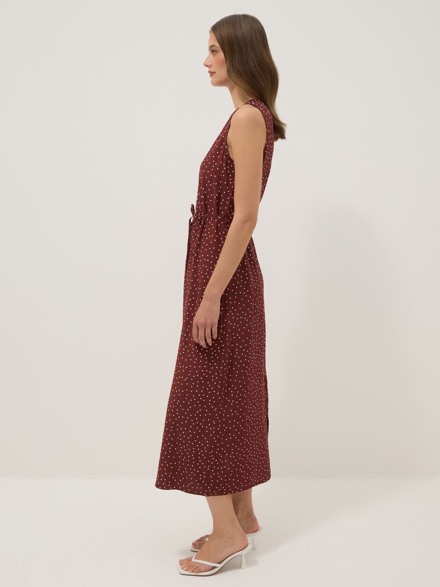 Red polka-dot pure viscose midi dress_1