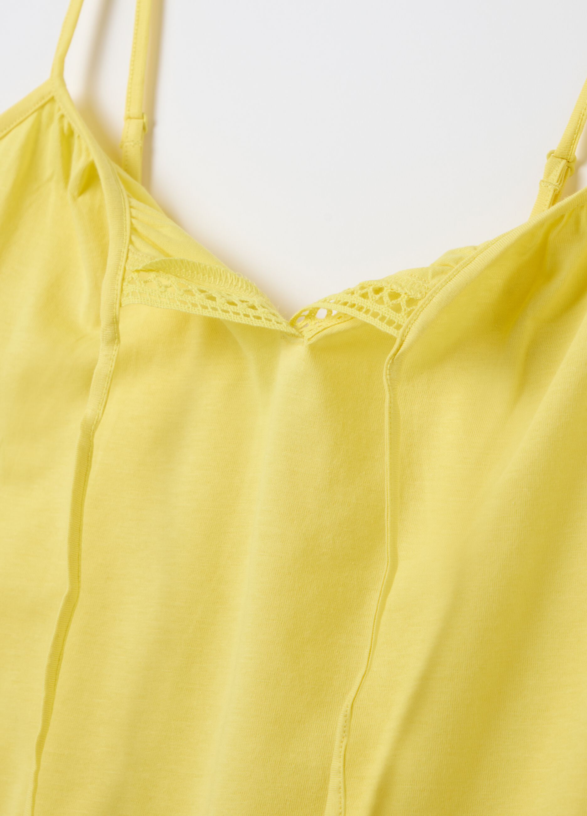 Camicia da notte da donna in puro cotone giallo