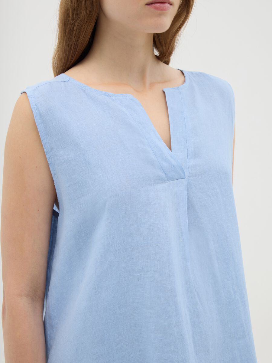 Women's dress in pure azure linen regular fit_2