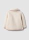 Beige padded teddy-effect jacket with collar and pink trim_1