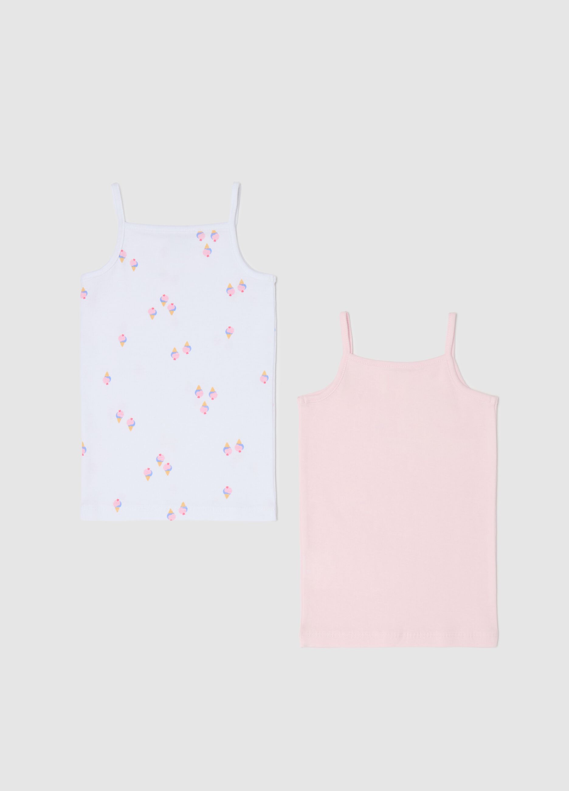Two-pack vests in cotton with bow and print