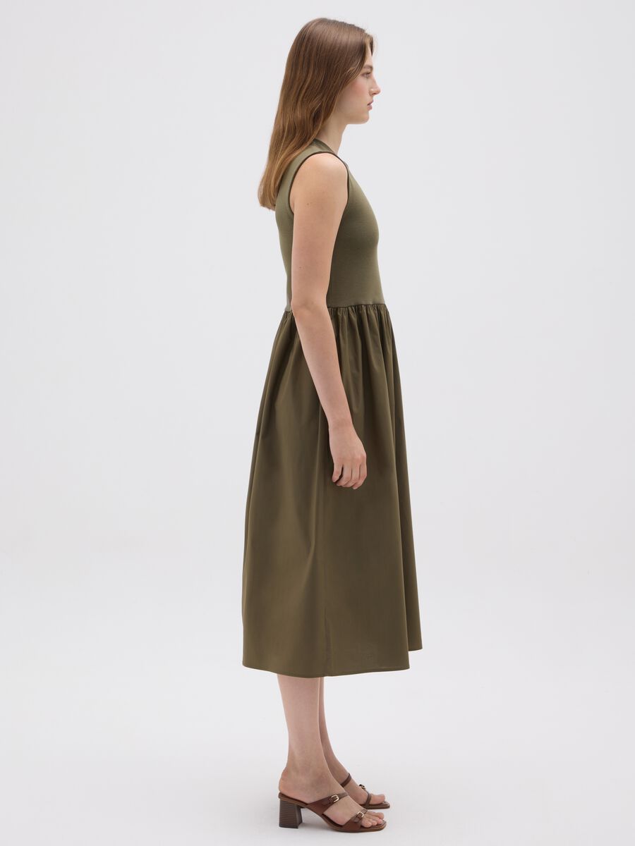Green Stretch Cotton Midi Dress_1