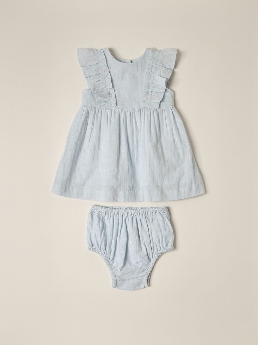 IANA newborn girl shorts + dress set in cotton with lurex yarn_0