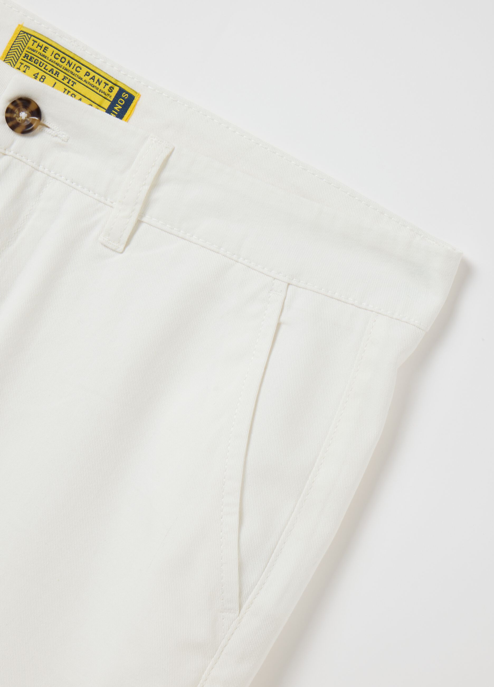 Shorts chino da uomo in puro cotone bianco regular fit
