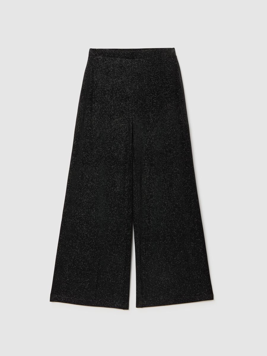 Black wide-leg trousers with glitter_4