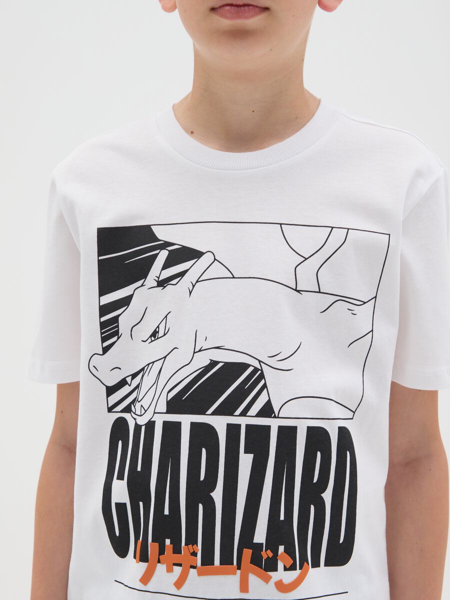 T-shirt da ragazzo in puro cotone bianca over con Pokémon_2